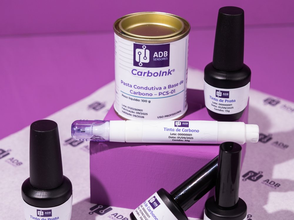 Tintas e pasta condutivas de carbono e prata da ADB Sensores